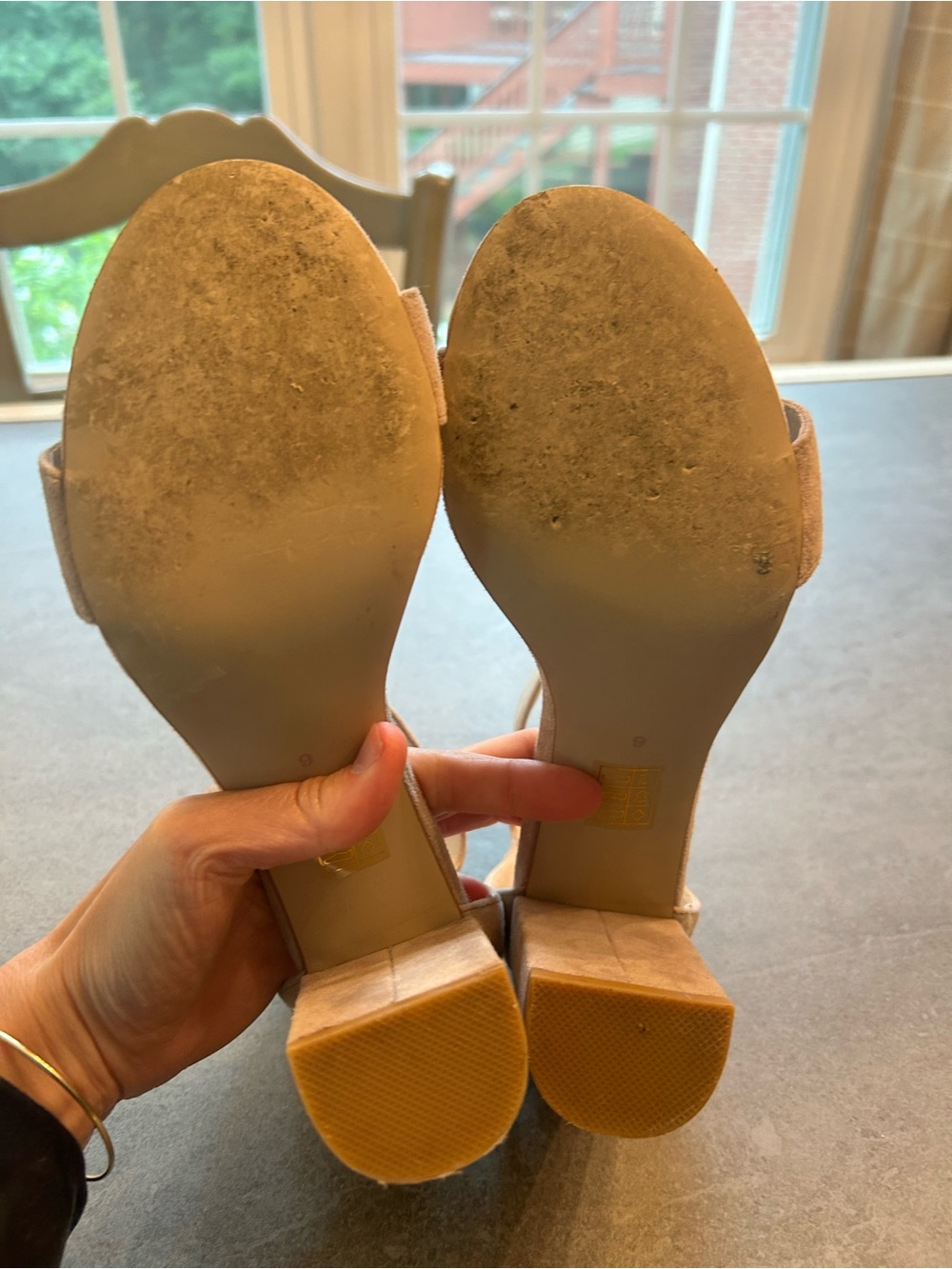 Jeffrey Campbell Taupe Suede Block Heel Ankle Strap Sandals - Picture 4 of 4